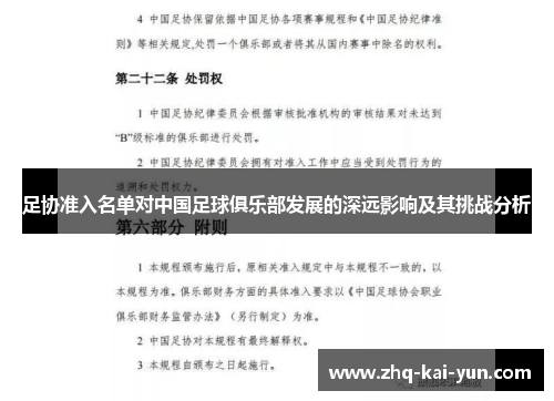 足协准入名单对中国足球俱乐部发展的深远影响及其挑战分析